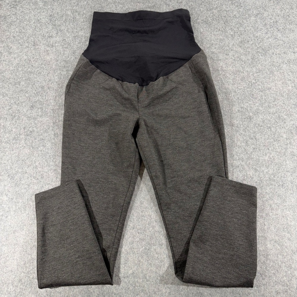 A-Glow Maternity Skinny Pants Charcoal Gray Heather Full Belly Panel Size M